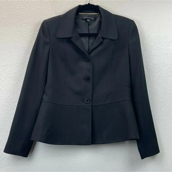 Anne Klein Suit Women's Sz 6 Blazer Three-Button Bal Collared Flare Lined Black - Picture 5 of 11